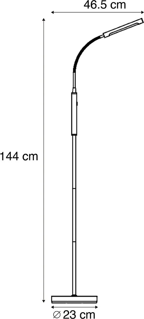 Modern acél állólámpa LED-del, 3 lépésben dimmelhető, újratölthető - Statler