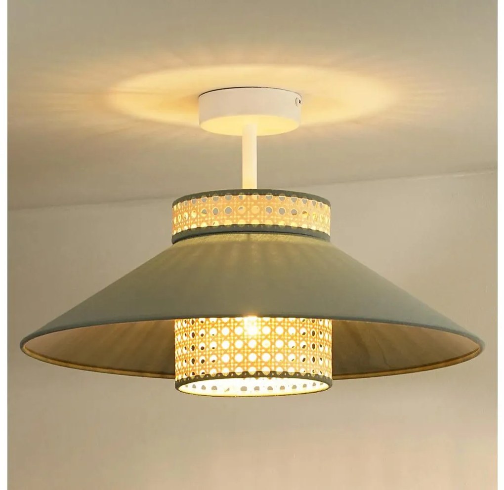 Duolla - Felületre szerelhető csillár RIO RATTAN 1xE27/15W/230V átm. 45 cm zöld/rattan