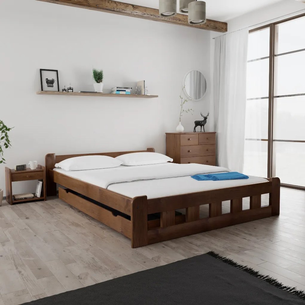 Naomi magasított ágy 140x200 cm, tölgyfa Ágyrács: Ágyrács nélkül, Matrac: Deluxe 10 cm matrac