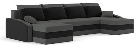 SPARTAN U alakú kinyitható kanapé Fekete-fehér