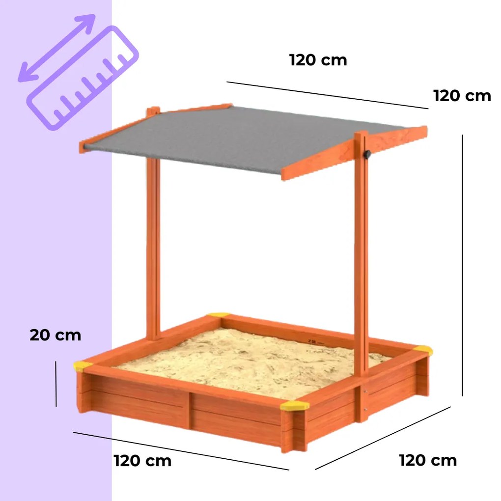 Sami homokozó tetővel, lucfenyő, 120x120x120 cm Spielwerk