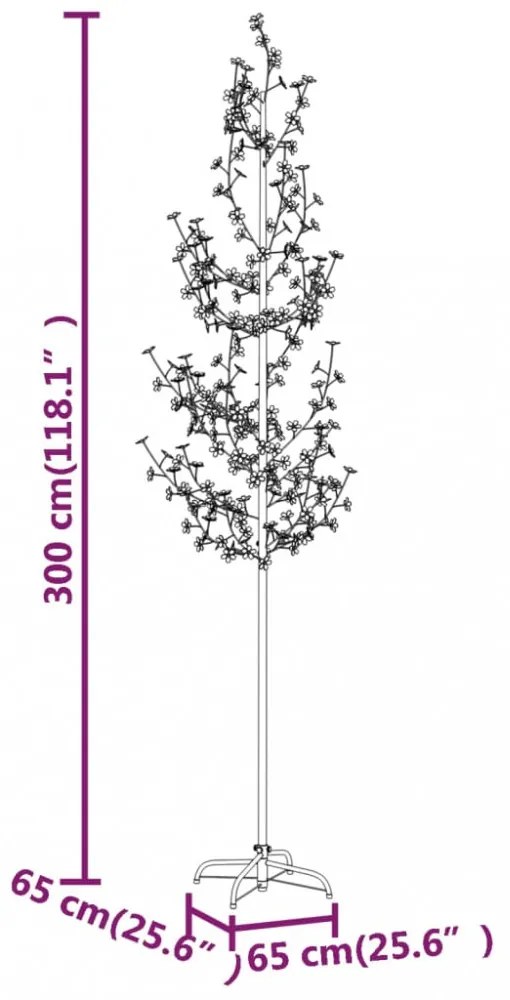 LED-es cseresznyevirágfa 368 meleg fehér LED-del 300 cm