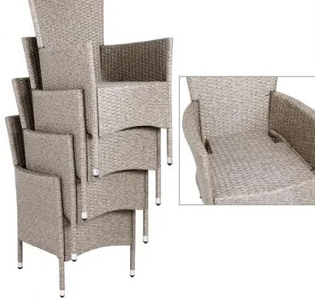 Casaria® Kerti rattan szett Berlin 1+6 - szürke/bézs