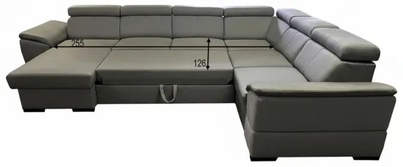 Kihúzható ülőgarnitúra univerzális U-alakú sarokkal és tárolóval GRANADA sötétszürke