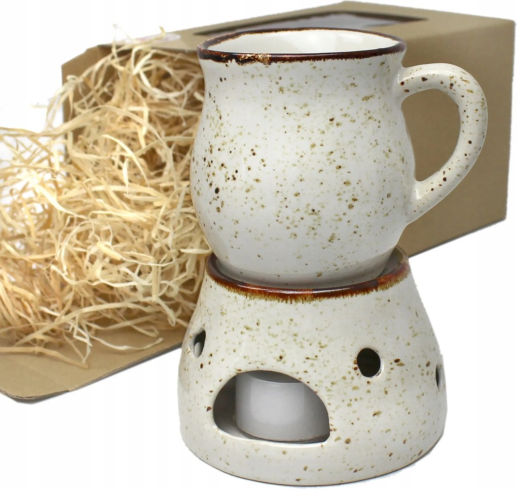 Ajándék szett kerámia bögrével, melegítővel Rusztikus krém