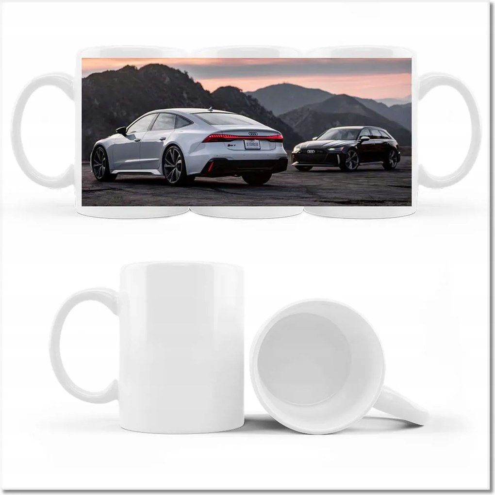 Audi RS7 fehér-fekete nyomott mintás bögre