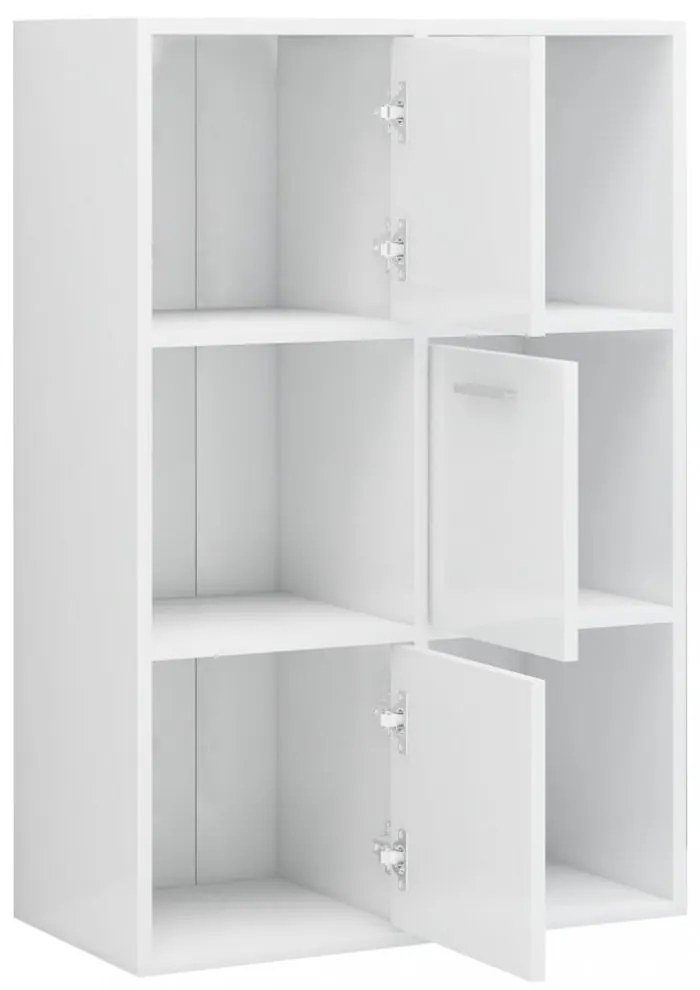 magasfényű fehér szerelt fa tárolószekrény 60 x 29,5 x 90 cm