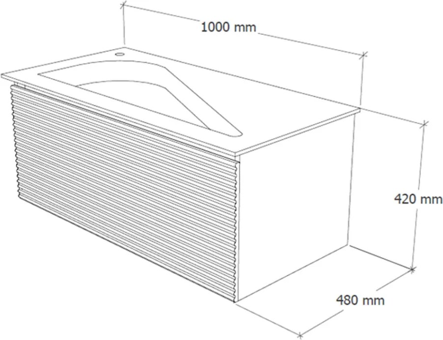 TMP TROYA100 fali fürdőszobabútor - Akrivit öntött műmárvány mosdóval - 100 x 48,5 cm