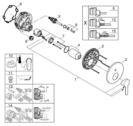 GROHE 24064001 - LINEARE csaptelep, polírozott króm