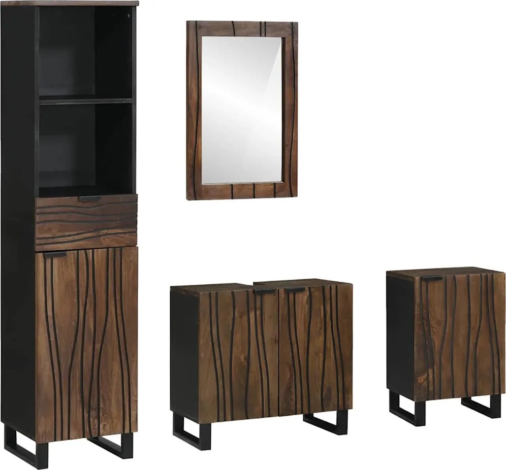vidaXL Fürdőszoba bútor szett fiókkal polcokkal 4 pcs Fehér Faanyag
