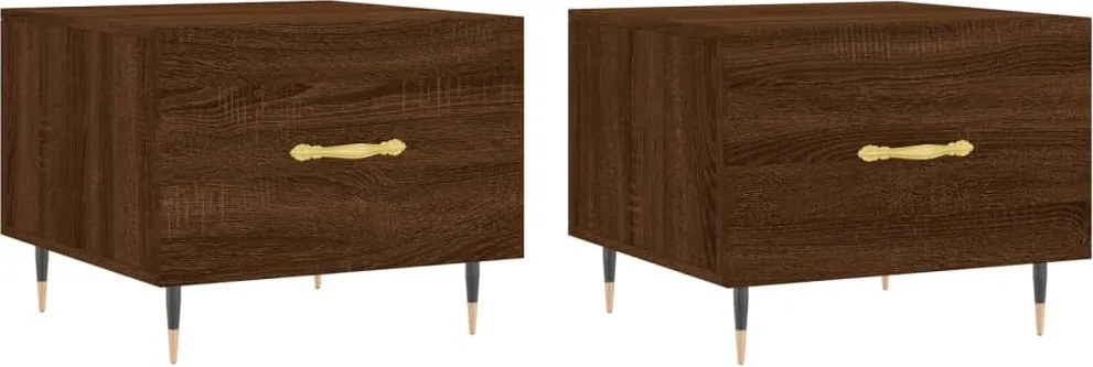 vidaXL 2 db barna tölgy szerelt fa dohányzóasztal 50 x 50 x 40 cm