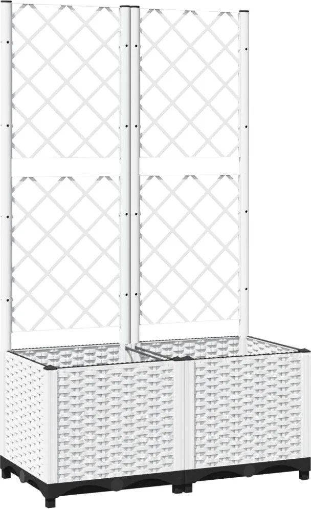 vidaXL fehér PP rácsos kerti ültetőláda 80 x 40 x 136 cm