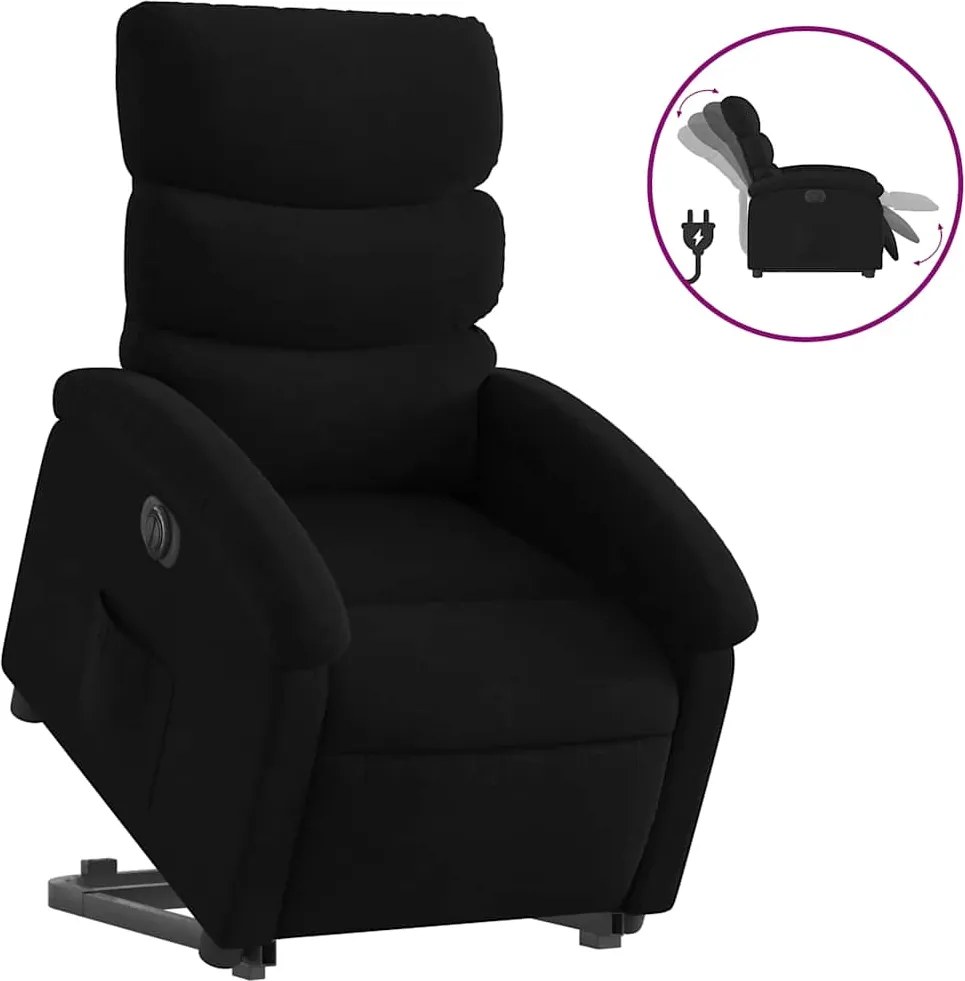 vidaXL elektromos felállást segítő fekete szövet dönthető fotel