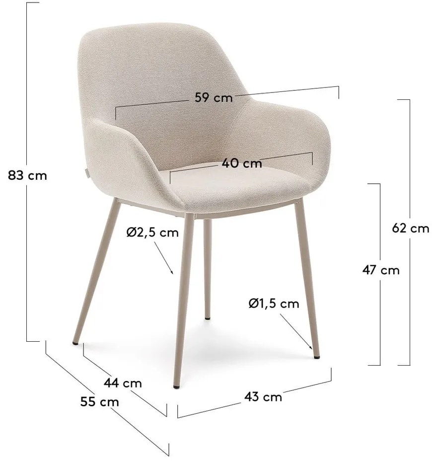 Krémszínű étkezőszék Konna – Kave Home