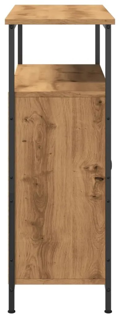 kézműves tölgy színű szerelt fa tálalószekrény 70 x 30 x 80 cm