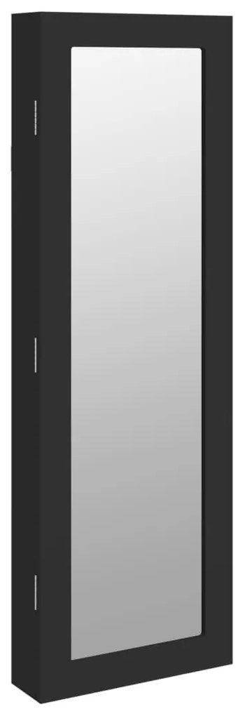 fekete falra szerelhető tükrös ékszerszekrény 30x8,5x90 cm
