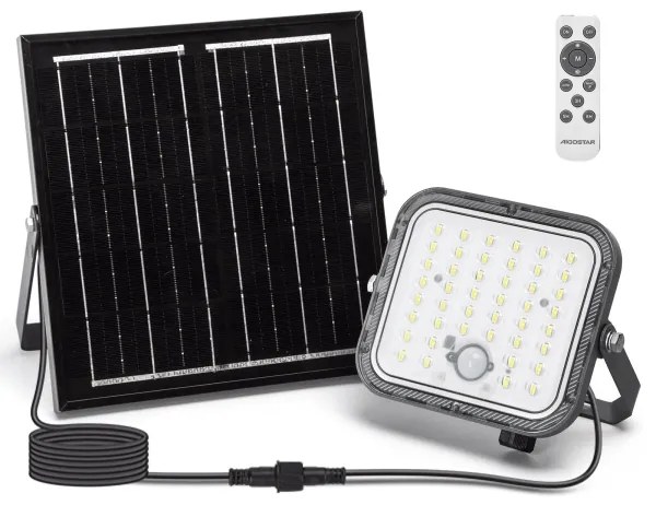 Aigostar - Fényerőszabályozható napelemes LED reflektor érzékelővel/80W/3,4V IP66 + távirányítóval
