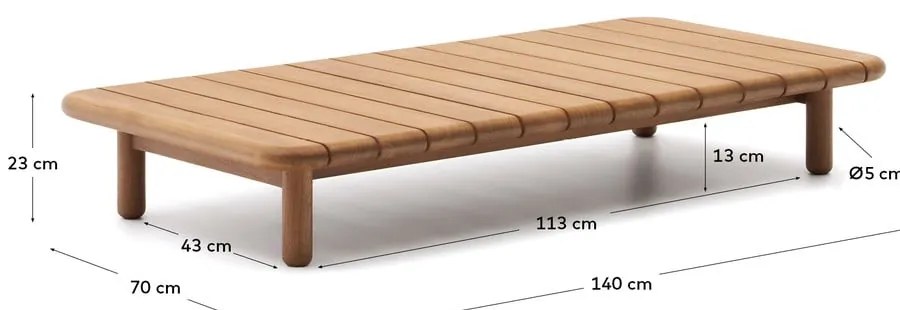 Teakfa kerti dohányzóasztal 70x140 cm Turqueta – Kave Home