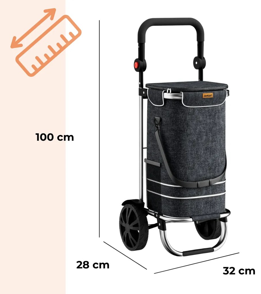 Jurhan EASY bevásárlótáska kerekekkel, 50l, fekete