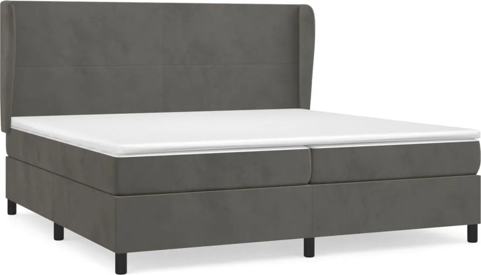 vidaXL sötétszürke bársony rugós ágy matraccal 200x200 cm
