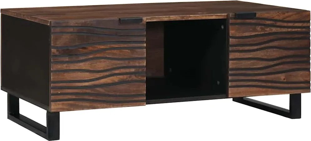 vidaXL Dohányzóasztal Barna és fekete 100 x 54 x 40 cm Tömör akácfa