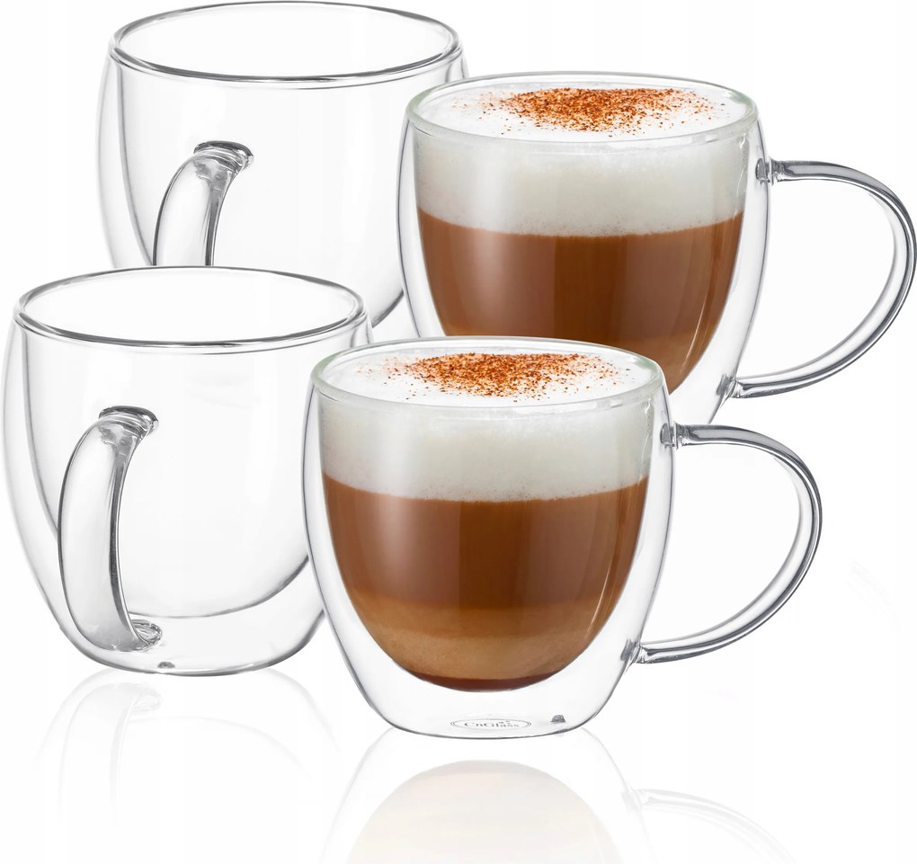 CnGlass duplafalú üveg kávéscsésze és teásbögre 250 ml 4 db