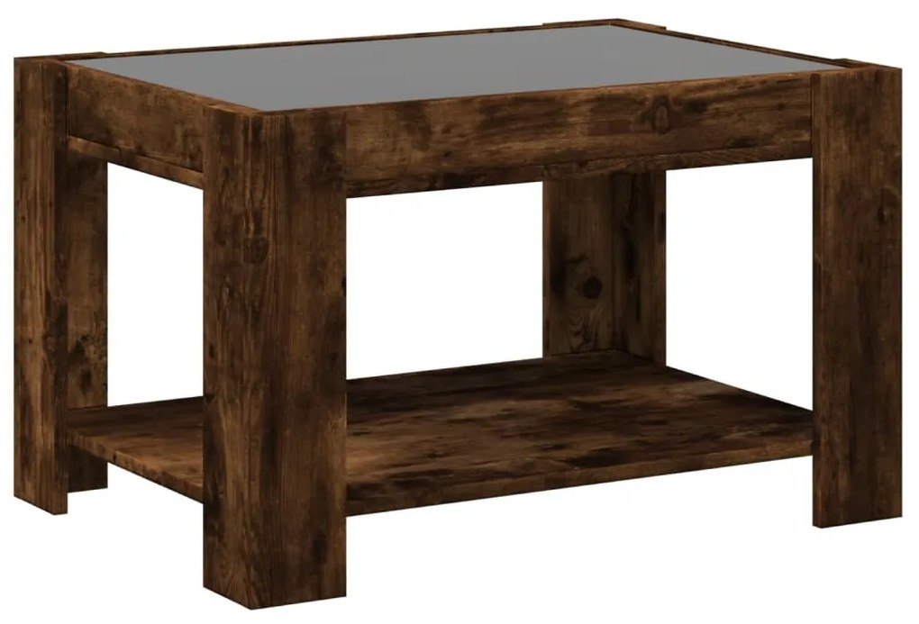 füstös tölgy szerelt fa dohányzóasztal LED-del 73 x 53 x 45 cm