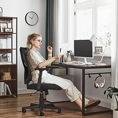 Irodai ergonomikus szék, állítható deréktámasszal és kartámasszal, fekete