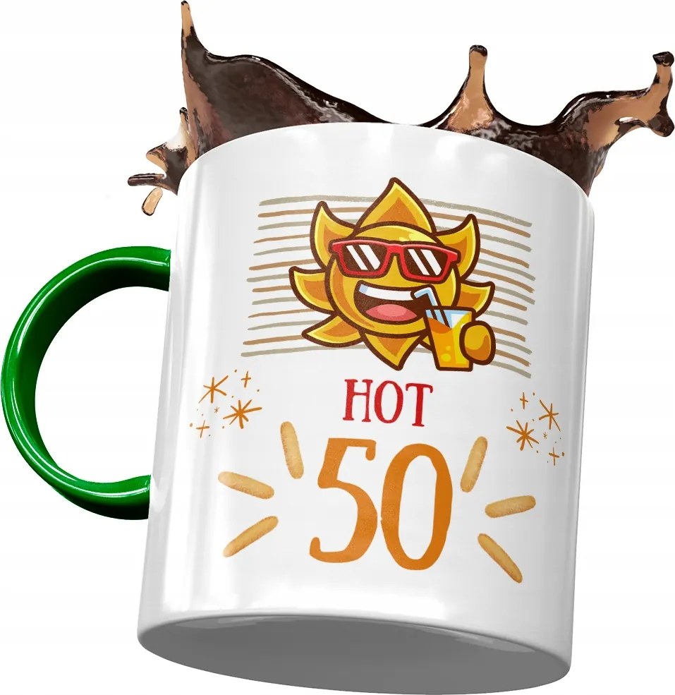 Zöld Bögre Születésnapra 50 50-es 50-es Ajándék Nyomtatott Fotóval