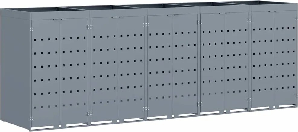 vidaXL Gurulós kuka tároló 5 kukához Világosszürke