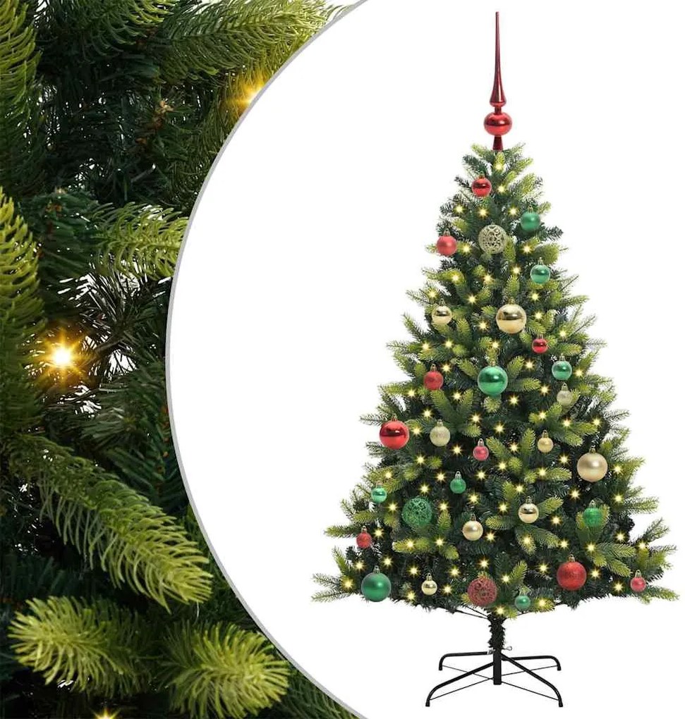 vidaXL Műanyag Hajtogatott Karácsonyfa 150 LED-del Zöld 120 cm
