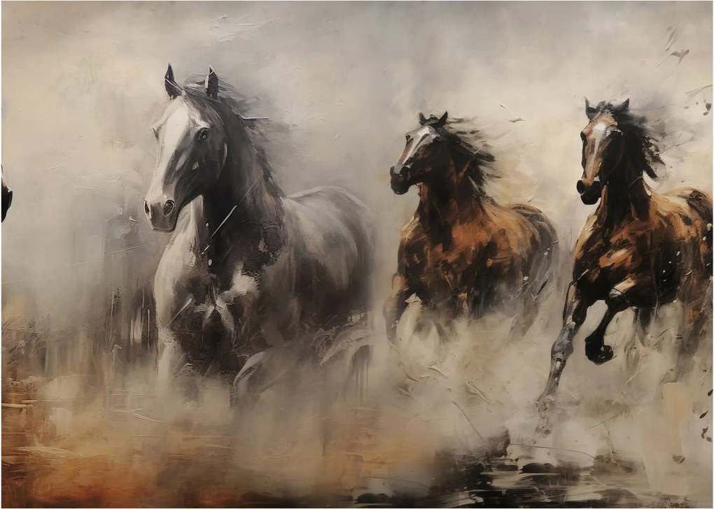Kép - Olajfestmény lovakról (70x50 cm)