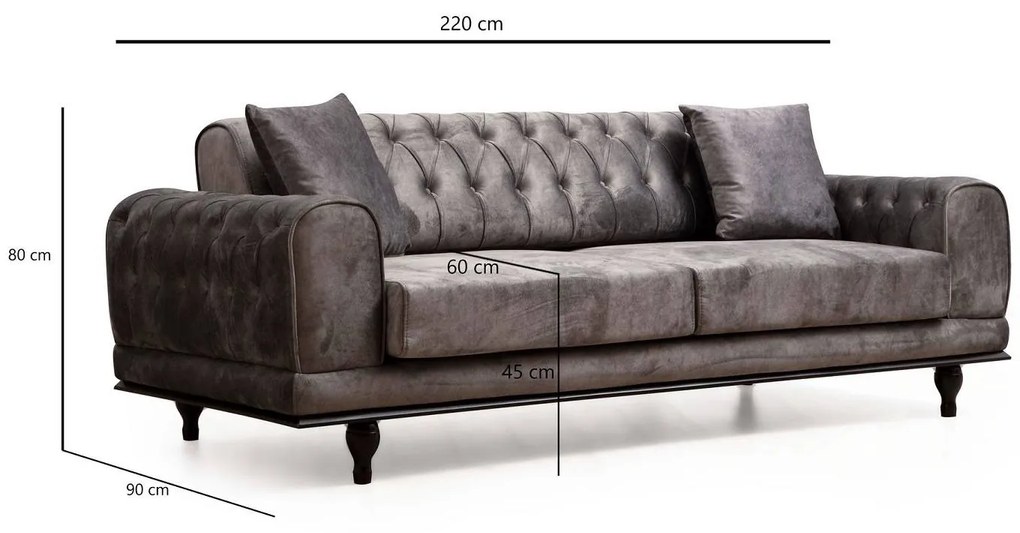 Design ágyazható kanapé Rococo 220 cm antracit