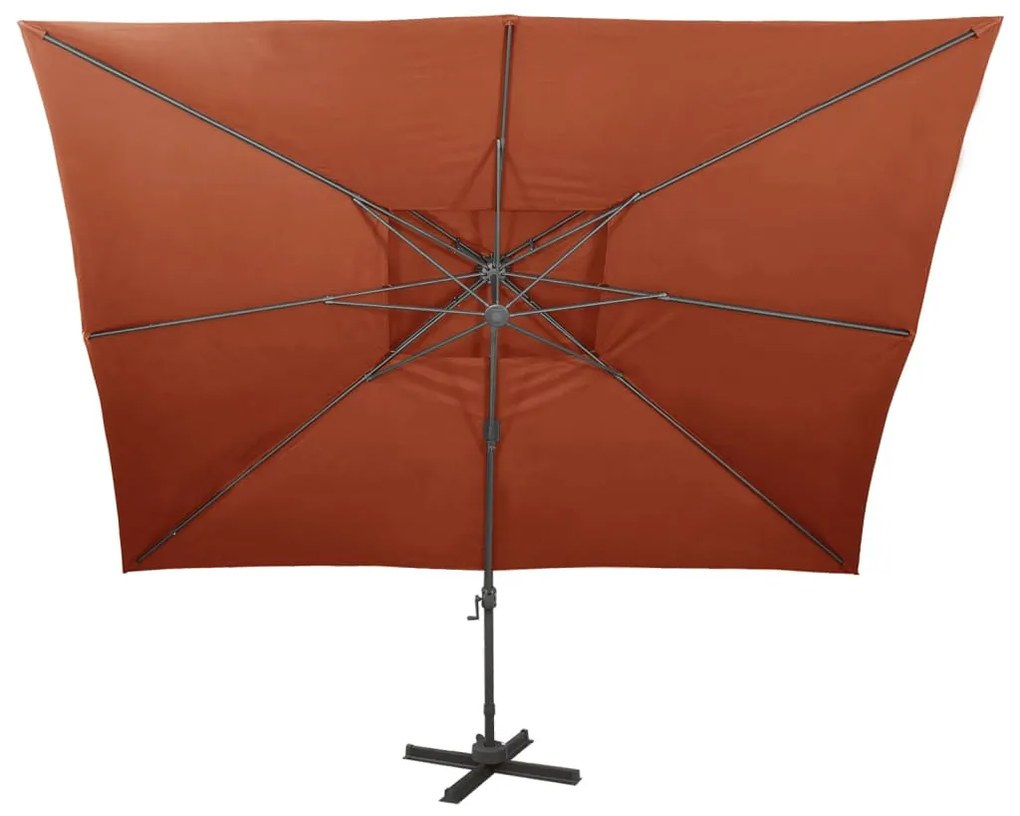 terrakotta színű dupla tetejű konzolos napernyő 400 x 300 cm
