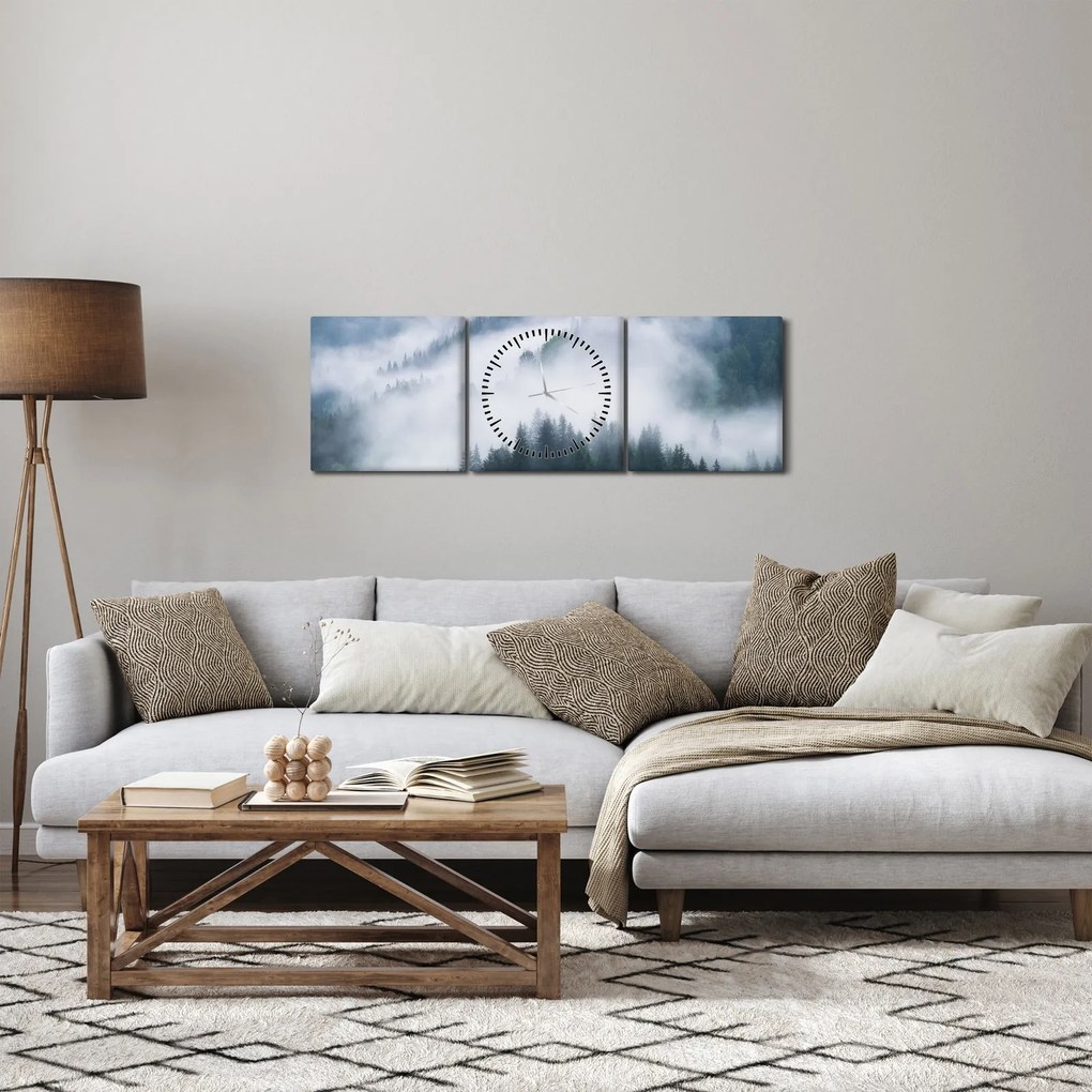 Kép - Fák a ködben (órával) (90x30 cm)
