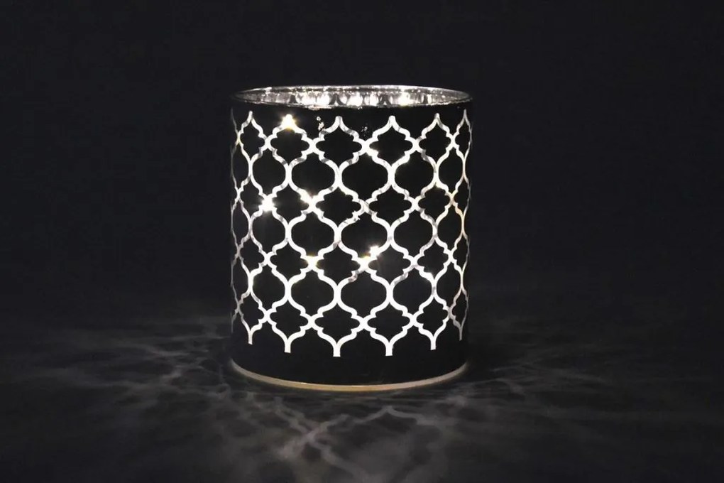 Díszlámpás készlet fehér üveg microLED láng nélkül