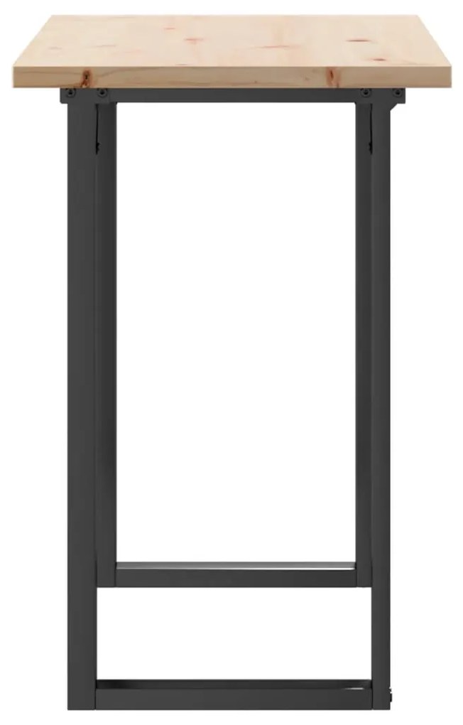 tömör fenyőfa és öntöttvas étkezőasztal O-vázzal 100x50x75,5 cm