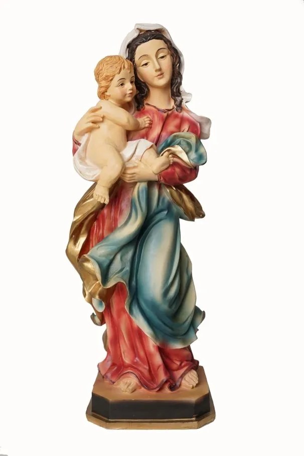 Szűz Mária Madonna figura Jézussal Színes 38cm