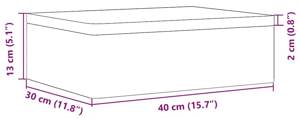 Fa doboz tetővel Fekete 40x30x13 cm tömör fa fenyő
