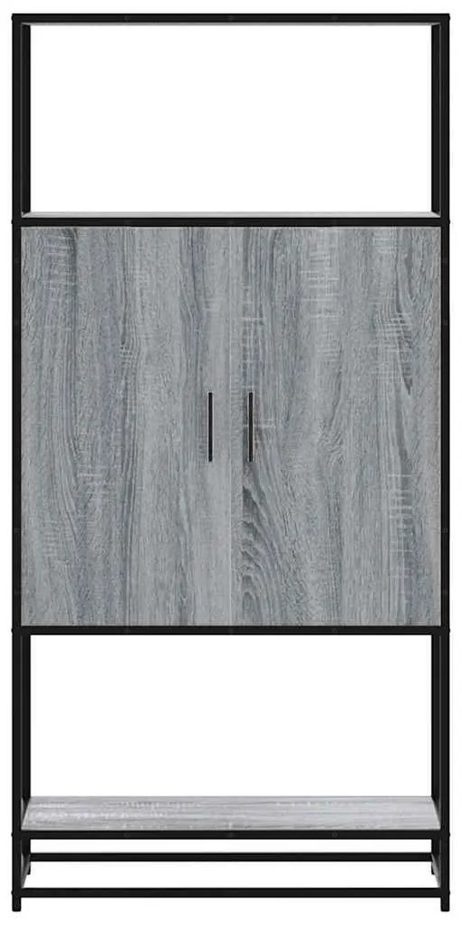 Highboard szürke sonoma 68x35x139 cm gépelt fa és fém