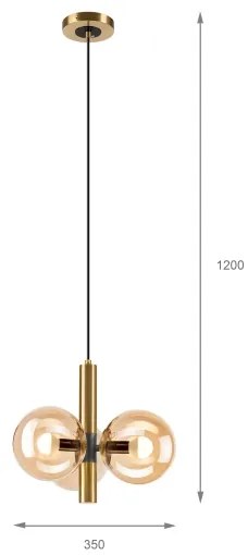 Csillár zsinóron ROLLO 3xE14/5W/230V arany/füstös bézs
