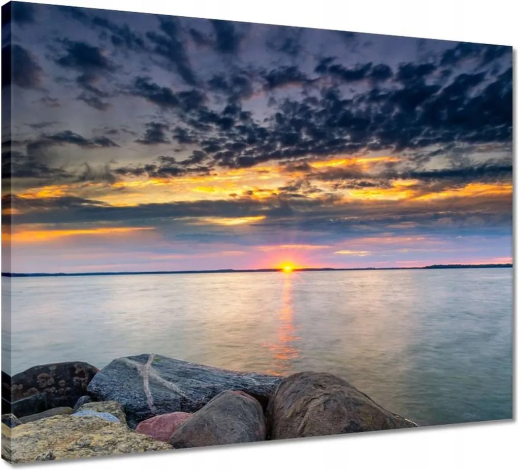 Vászonkép 50x40 Sziklák Tenger naplemente