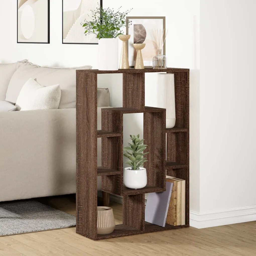 barna tölgy színű szerelt fa könyvespolc 63 x 20 x 90 cm