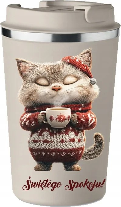 Thermo bögre karácsonyi ajándék szent nyugalom vicces cica tél