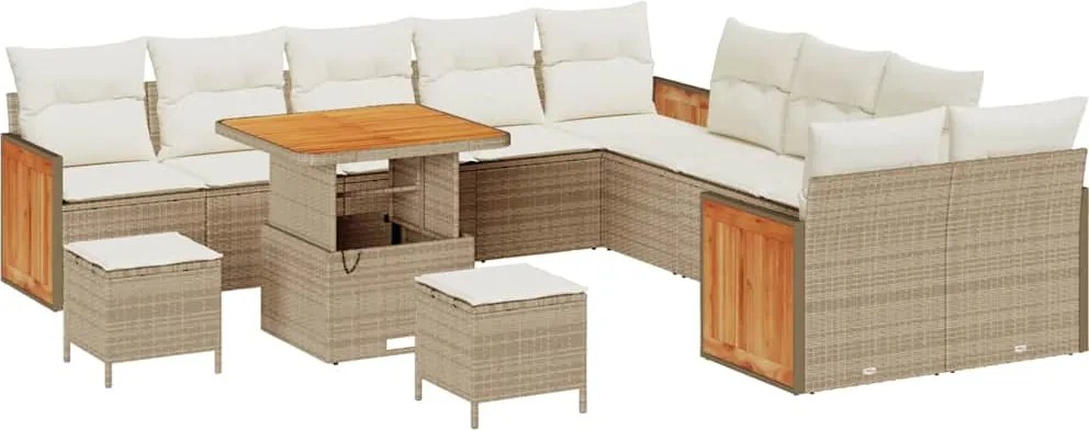vidaXL Kerti Kanapé Szett párnával 13 pcs Beige és krém