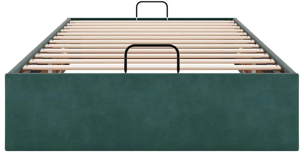 Ottomán ágykeret matrac nélkül Sötétzöld 80x200 cm bársony