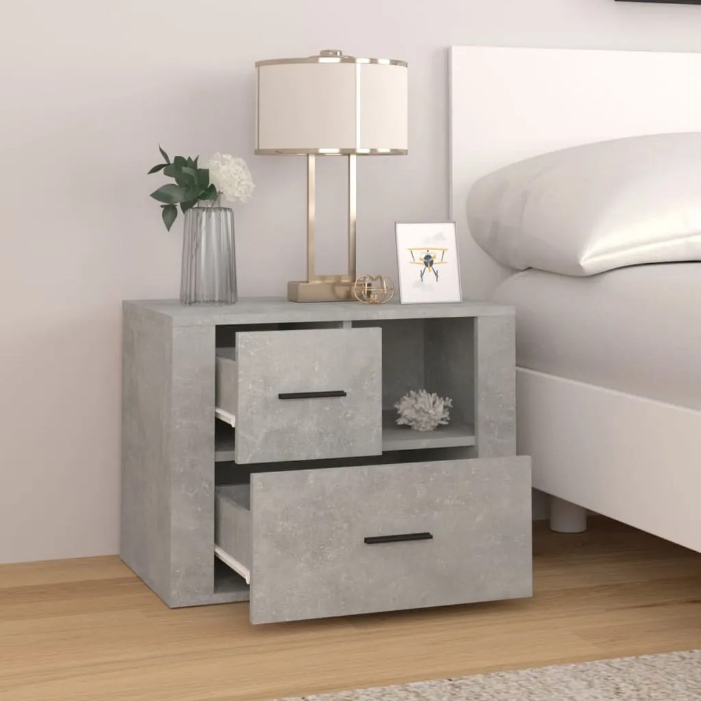 Betonszürke szerelt fa éjjeliszekrény 60 x 36 x 45 cm