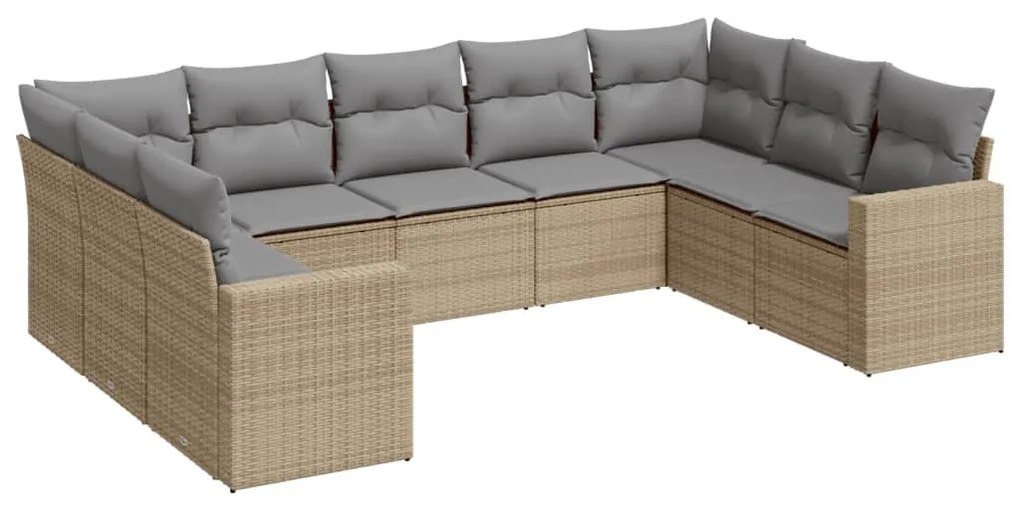 9 részes bézs polyrattan kerti ülőgarnitúra párnákkal