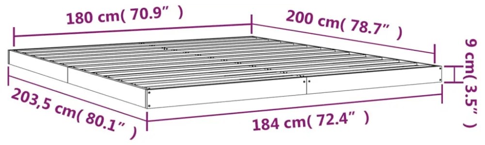 Super King Size tömör fenyőfa ágykeret 180 x 200 cm