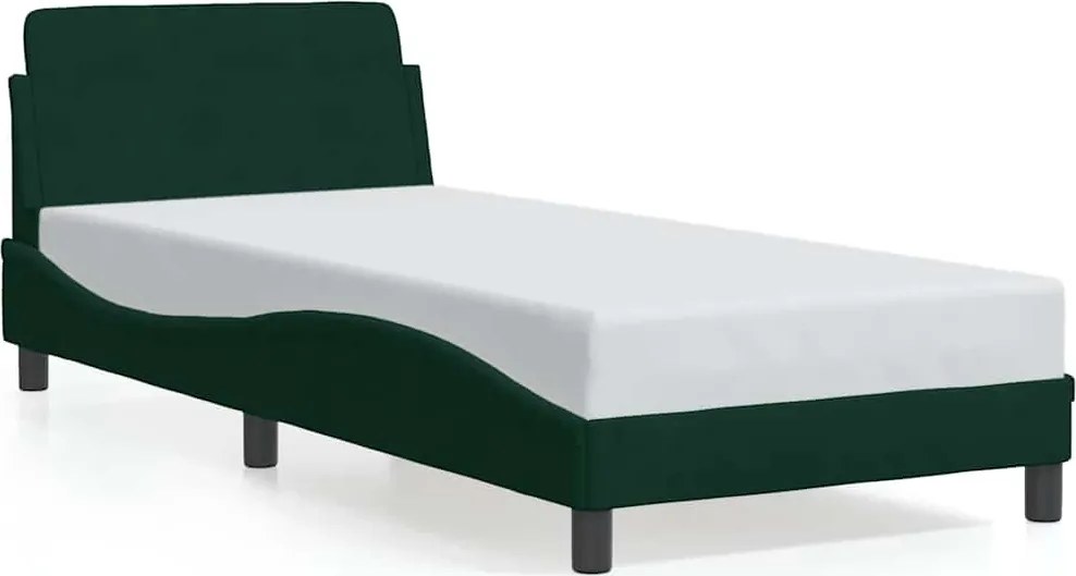 vidaXL sötétzöld bársony ágykeret Dover 90x200 cm